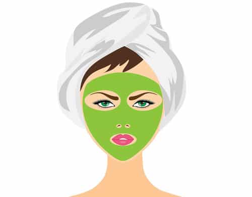a picture of a woman with a chemical peel on her face
