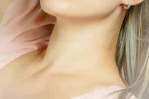 The woman`s neck is showing Aging Neck and Decollete zones
