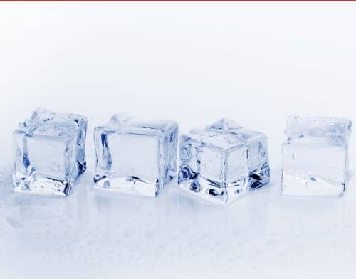 several ice cubes in a row
