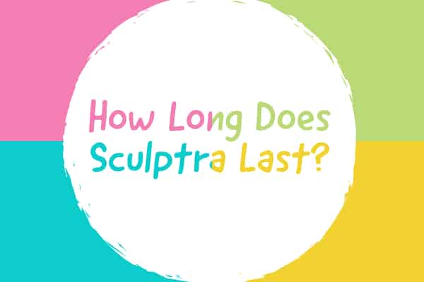 The inscription in the circle How Long Does Sculptra Last? written in colored letters
