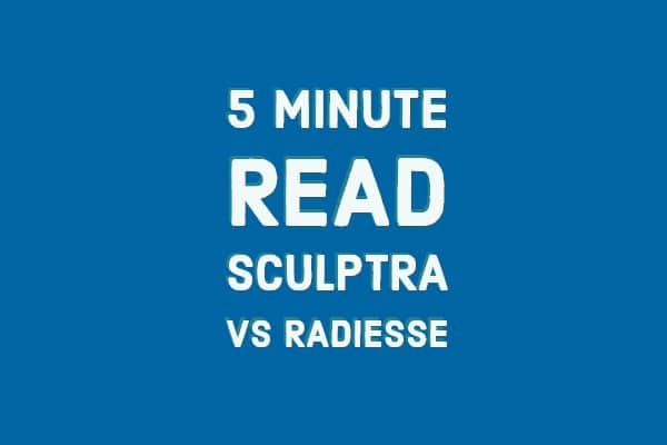 white lettering on a blue background 5 Minute Read Sculptra vs Radiesse