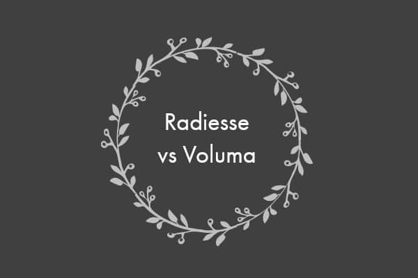 the inscription Radiesse vs Voluma in the middle of the wreath