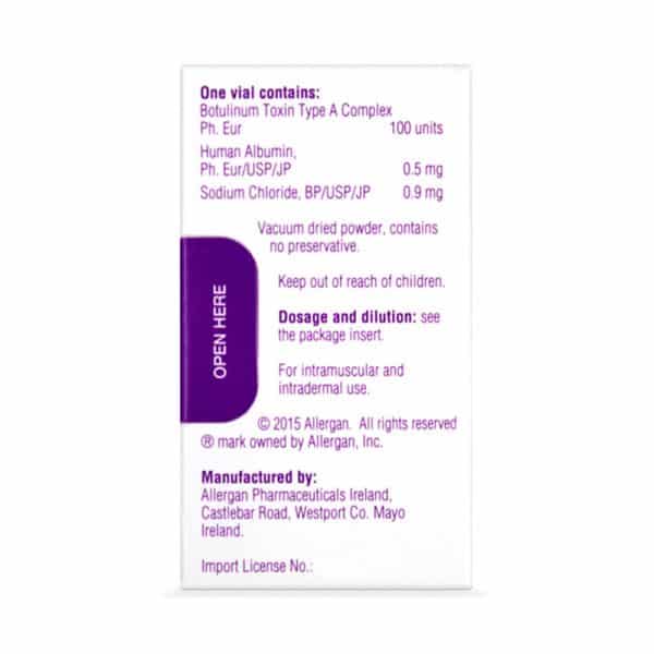 Botox 100U English Alternative Back