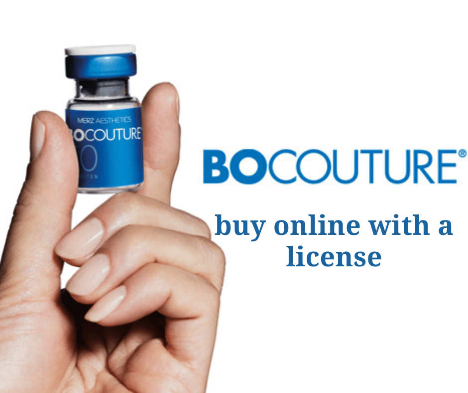 The hand is holding a bottle with Bocouture filler
