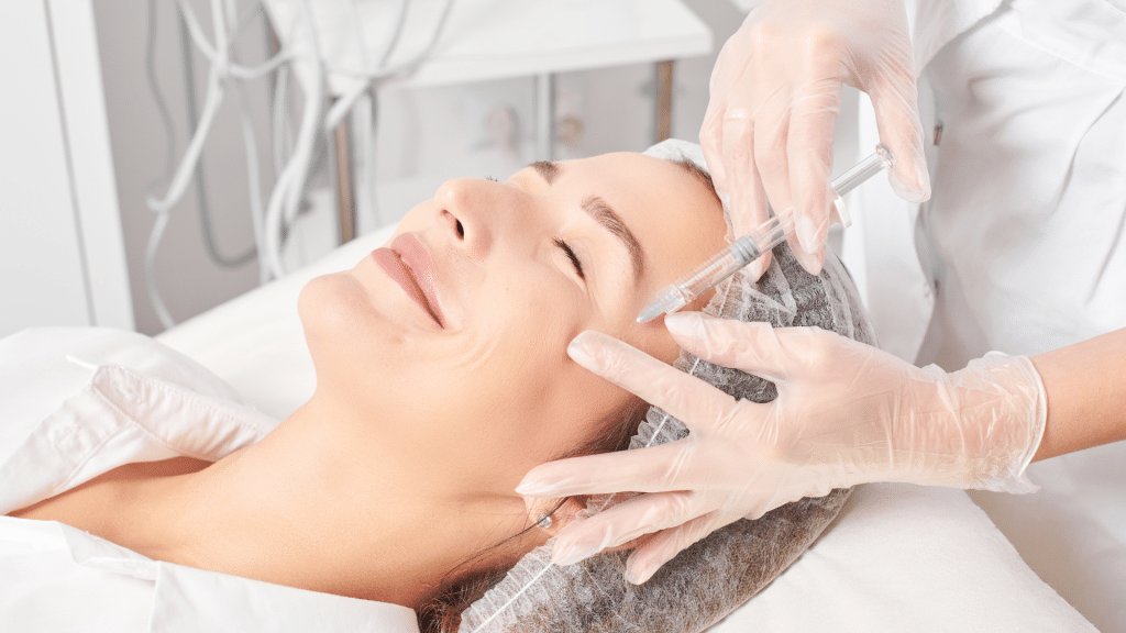 Woman receiving a Belotero eye treatment.