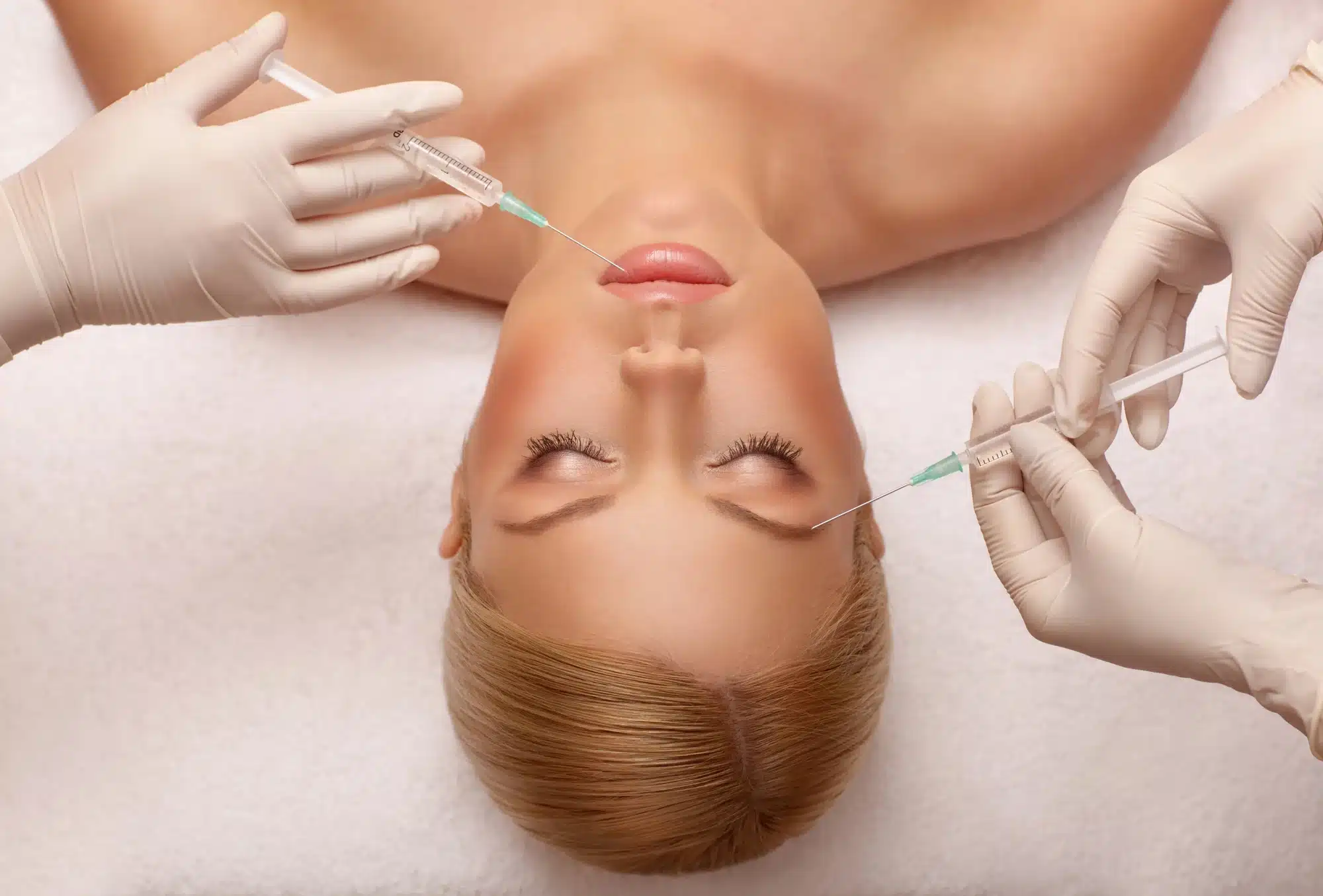 woman getting several injectables in a single treatment