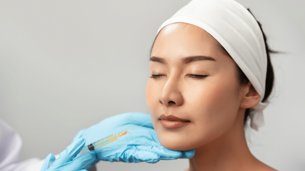 Woman getting facial fillers.