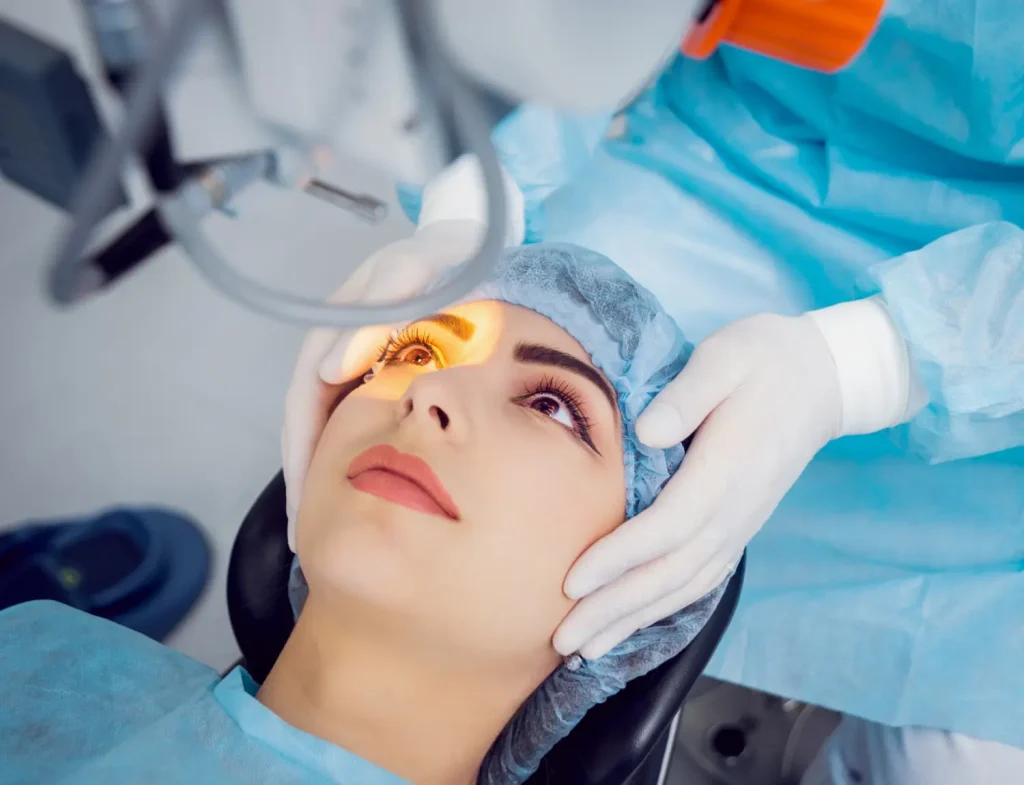checking the eye for any issues to be treated