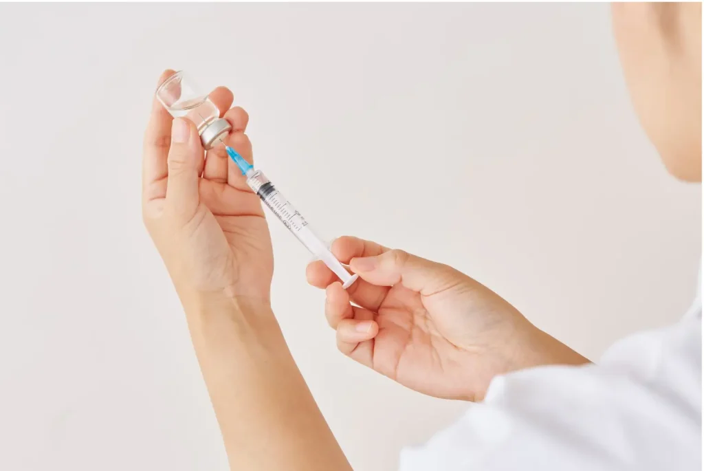 the syringe is now filled with the treatment