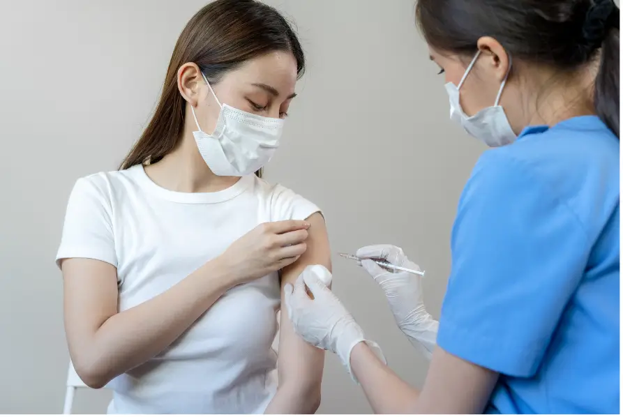 patient is relaxed while getting an injection