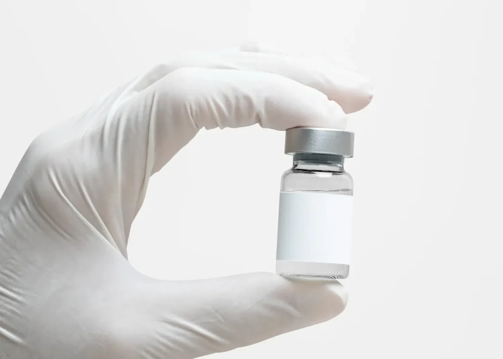doctor presents the treatment vial before the procedure