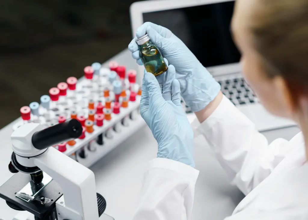 checking the labels and content of each bottle