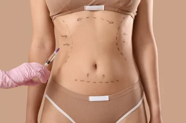 injection is ready for the marked parts in her body
