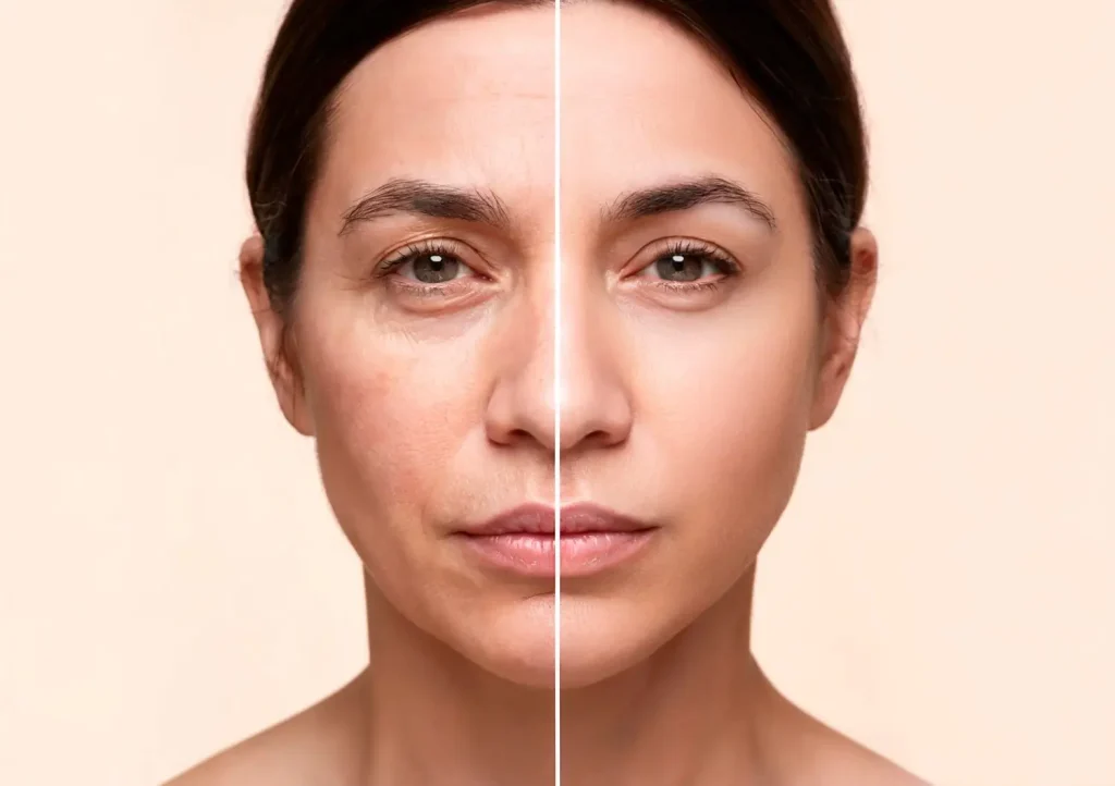 Half face look fresh and younger-looking