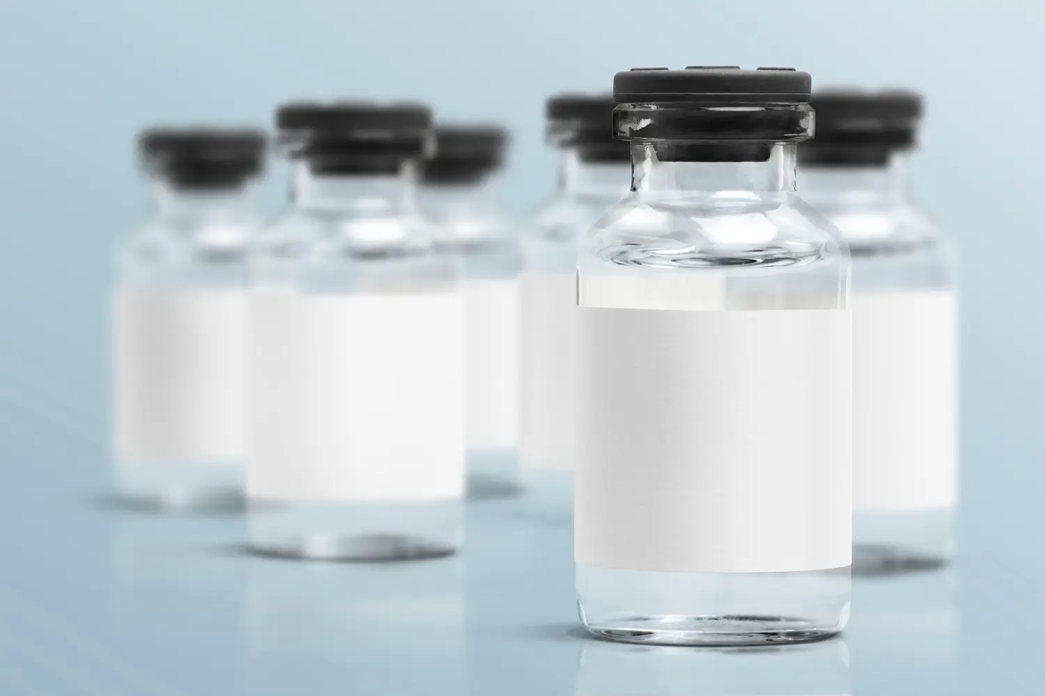 Sterile medical vials containing the newly manufactured treatment.