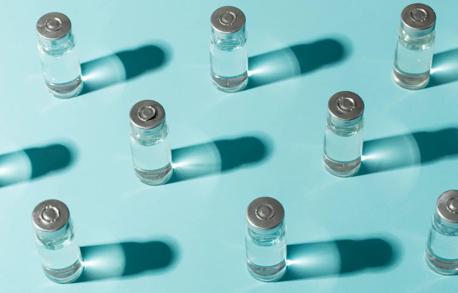 The vials containing the treatment are placed on a table.